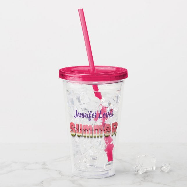 Cute funny watermelon summer humour typography acrylic tumbler (Front Ice)