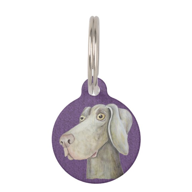 Cute, funny weimaraner painting pet tag (Front)