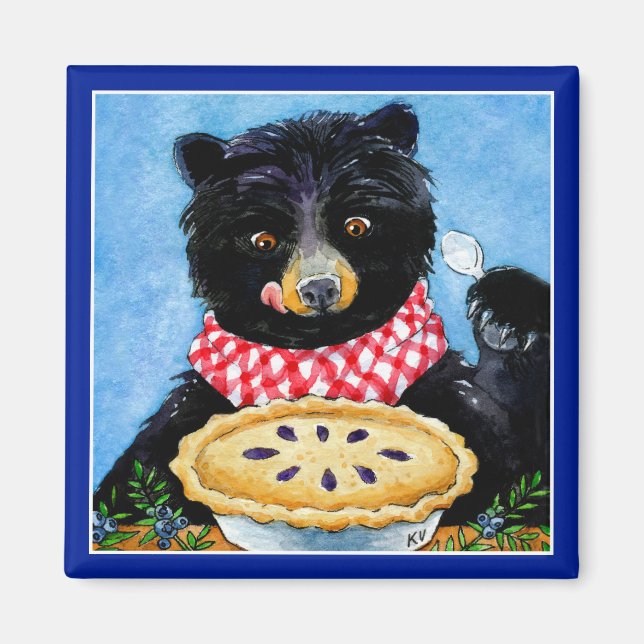 Cute funny whimsical bear pie magnet (Front)