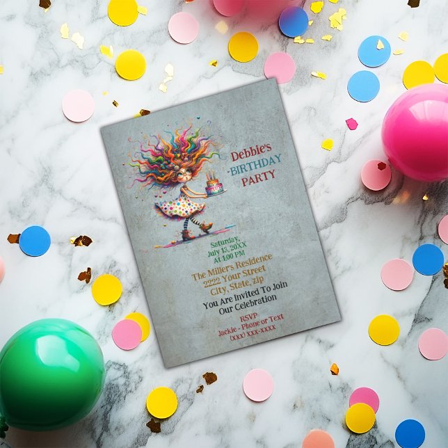 Cute & Funny Whimsical Girl Invitation (Creator Uploaded)