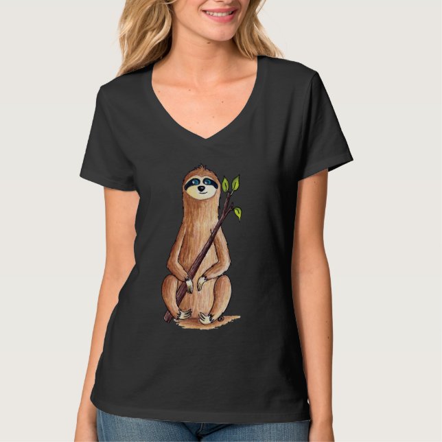 Cute Funny Wildlife Sloth Edmonston Studios T-Shirt (Front)