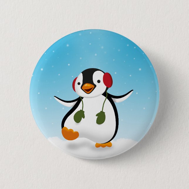 Cute Funny Winter Penguin 6 Cm Round Badge (Front)