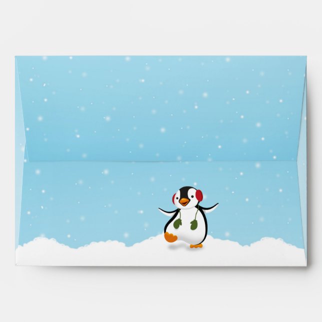 Cute Funny Winter Penguin Envelope (Back (Top Flap))