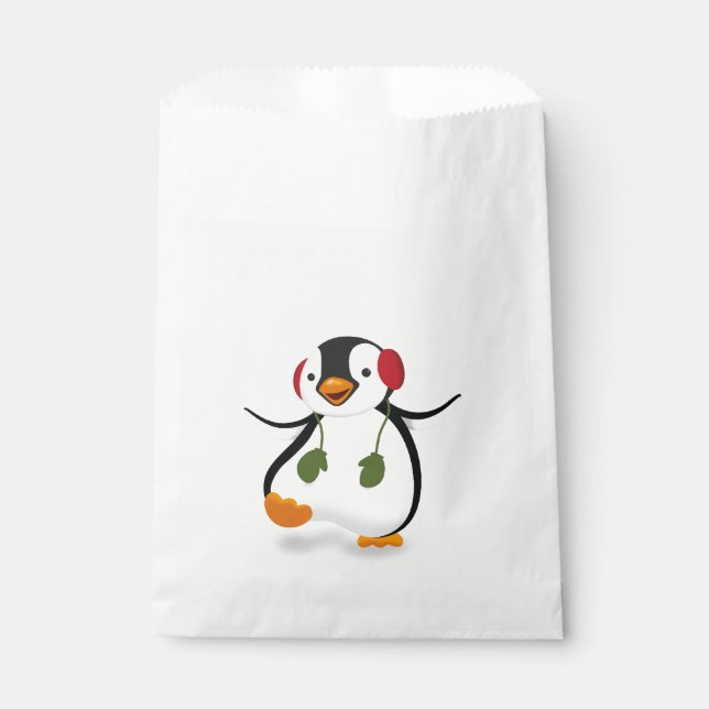 Cute Funny Winter Penguin Favour Bags (Front)