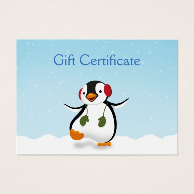 Cute Funny Winter Penguin Gift Card (Front)