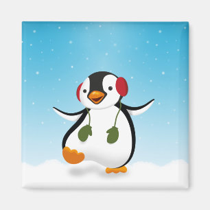 Cute Funny Winter Penguin Magnet