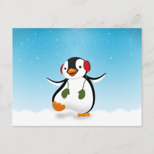 Cute Funny Winter Penguin Postcard