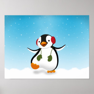 Cute Funny Winter Penguin Poster