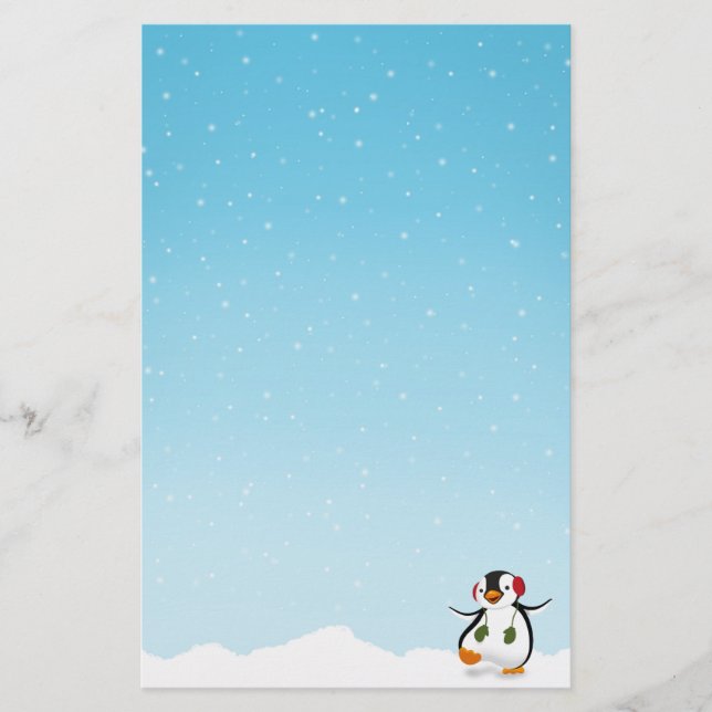 Cute Funny Winter Penguin Stationery (Front)