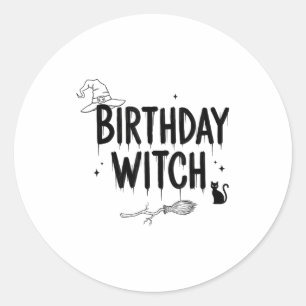 Cute Funny Witch Witchy Birthday Witches Happy Wom Classic Round Sticker