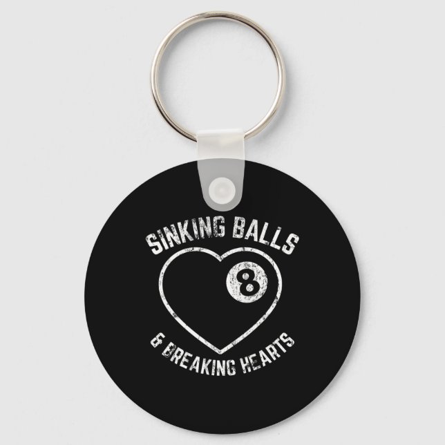 Cute Funny Womens Pool Hall Billiards Gaming Quote Key Ring (Front)