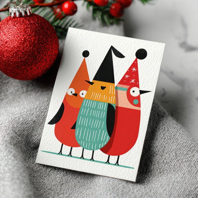Cute Funny Xmas Birds Minimalist Merry Christmas Holiday Card (Creator Uploaded)