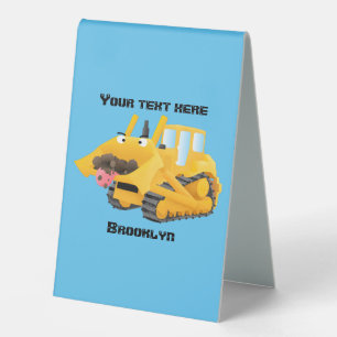 Cute funny yellow bulldozer cartoon character 