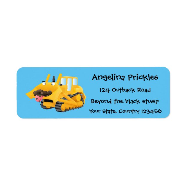Cute funny yellow bulldozer cartoon character (Front)