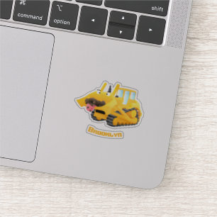 Cute funny yellow bulldozer cartoon character