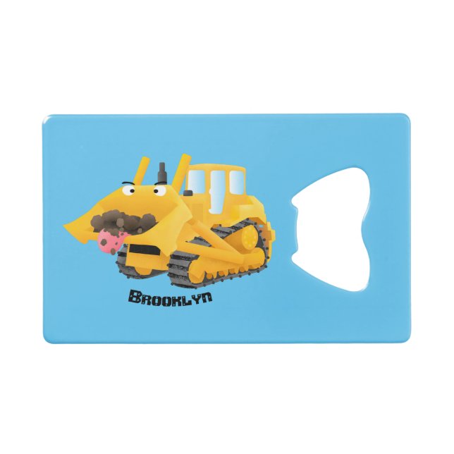 Cute funny yellow bulldozer cartoon character  (Front (Horizontal))