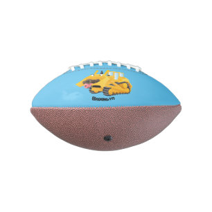 Cute funny yellow bulldozer cartoon character american football