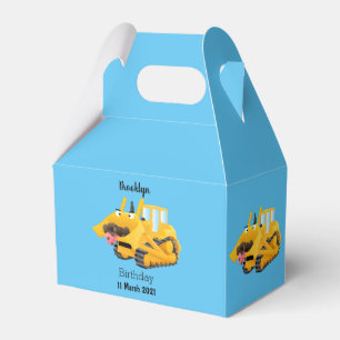 Cute funny yellow bulldozer cartoon character favour box