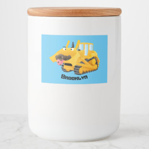Cute funny yellow bulldozer cartoon character food label