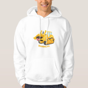 Cute funny yellow bulldozer cartoon character  hoodie