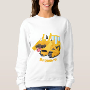 Cute funny yellow bulldozer cartoon character  sweatshirt