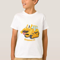 Cute funny yellow bulldozer cartoon character
