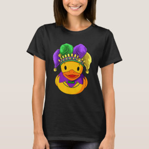 Cute Funny Yellow Duck Wearing Hat And Beads Mardi T-Shirt