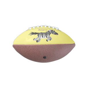 Cute funny zebra running cartoon illustration american football