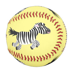 Cute funny zebra running cartoon illustration baseball