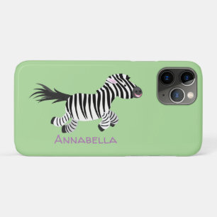 Cute funny zebra running cartoon illustration iPhone 11 pro case