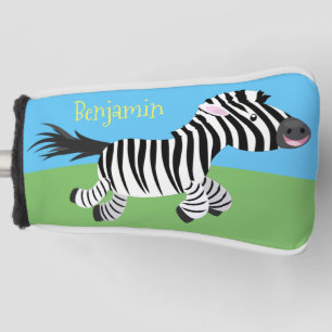Cute funny zebra running cartoon illustration golf head cover