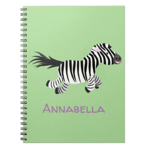 Cute funny zebra running cartoon illustration notebook