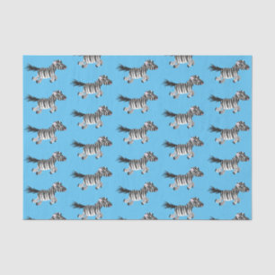 Cute funny zebra running cartoon illustration tissue paper