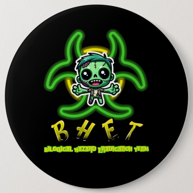 Cute, funny zombie 6 cm round badge (Front)