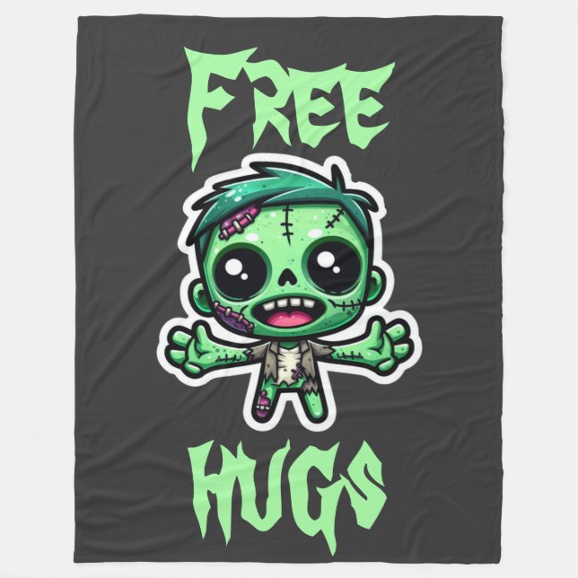 Cute, funny zombie fleece blanket (Front)