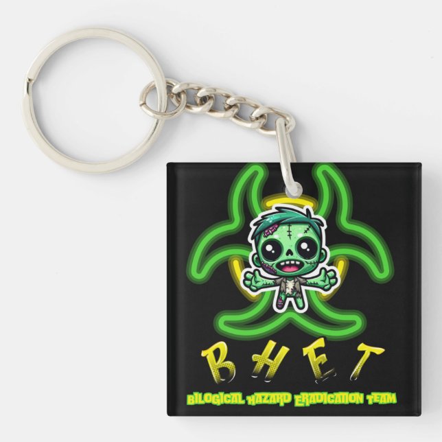 Cute, funny zombie key ring (Front)