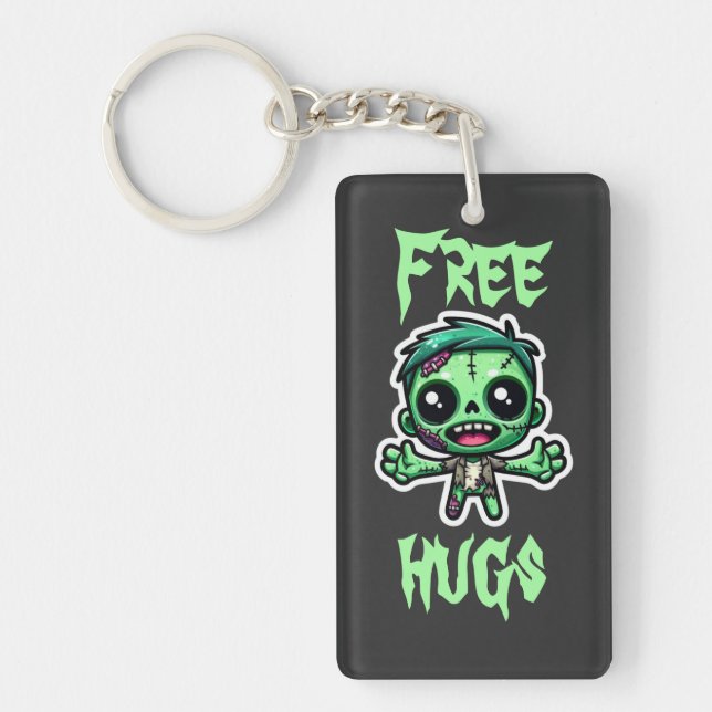 Cute, funny zombie key ring (Front)