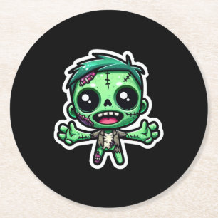 Cute, funny zombie round paper coaster