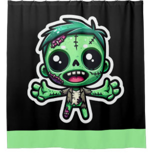 Cute, funny zombie shower curtain