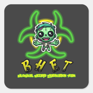 Cute, funny zombie square sticker