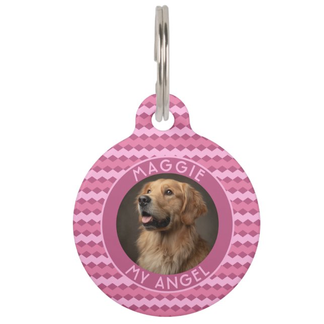 Cute Fur Mum Gift Chevron Print Pet Tag (Front)