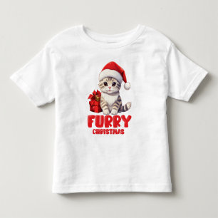 Cute Furry Christmas kitten design Toddler T-Shirt