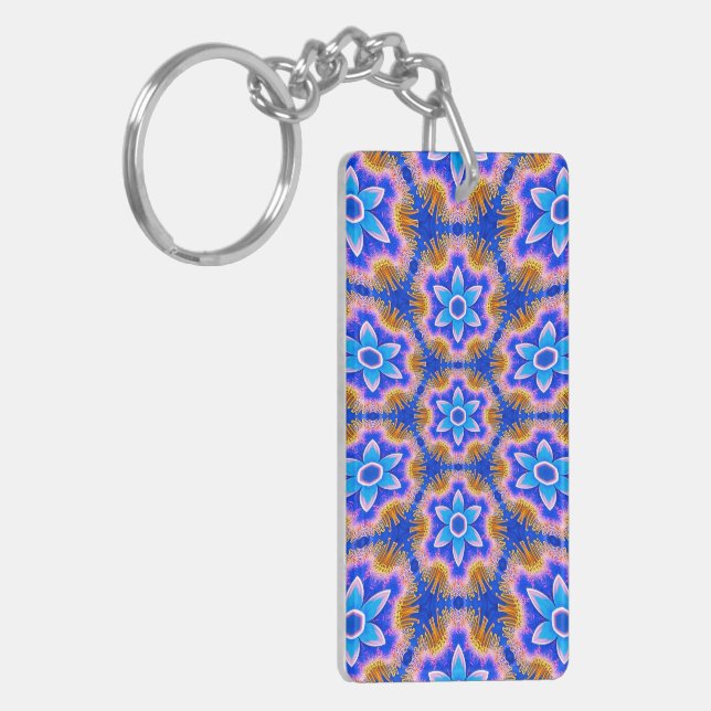 Cute Furry Flowers Pattern Key Ring (Front Left)