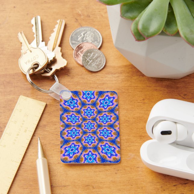 Cute Furry Flowers Pattern Key Ring (Desk)