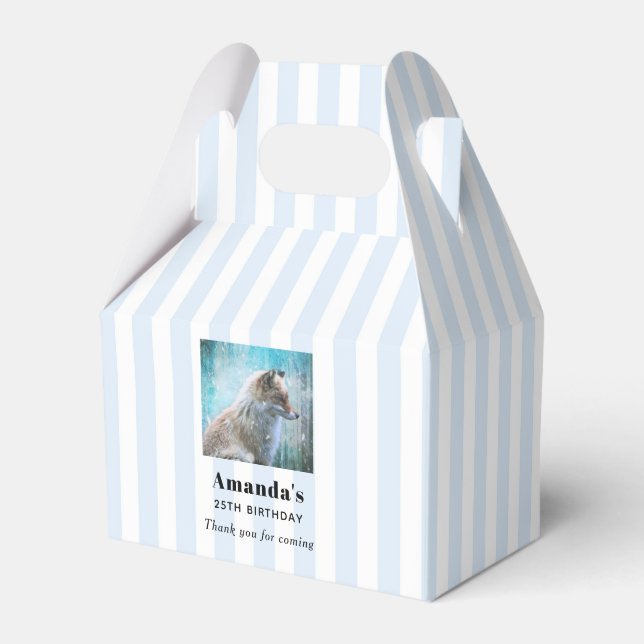  Cute Furry Fox on Blue Grunge Background Birthday Favour Box (Front Side)