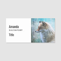 Cute Furry Fox on Blue Grunge Background