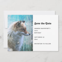 Cute Furry Fox on Blue Grunge Background