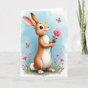 Cute Furry Friend Flower Card