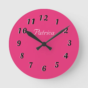 Cute Fushia and White Personalised Wall Clock