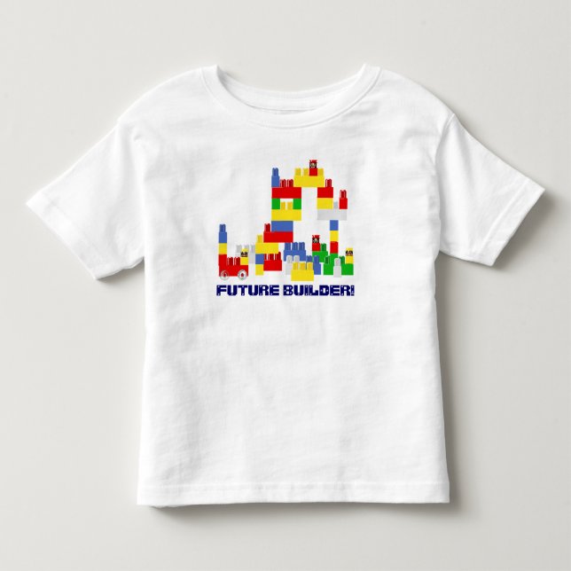 Cute FUTURE BUILDER Design w/ -Style Blocks Toddler T-Shirt (Front)
